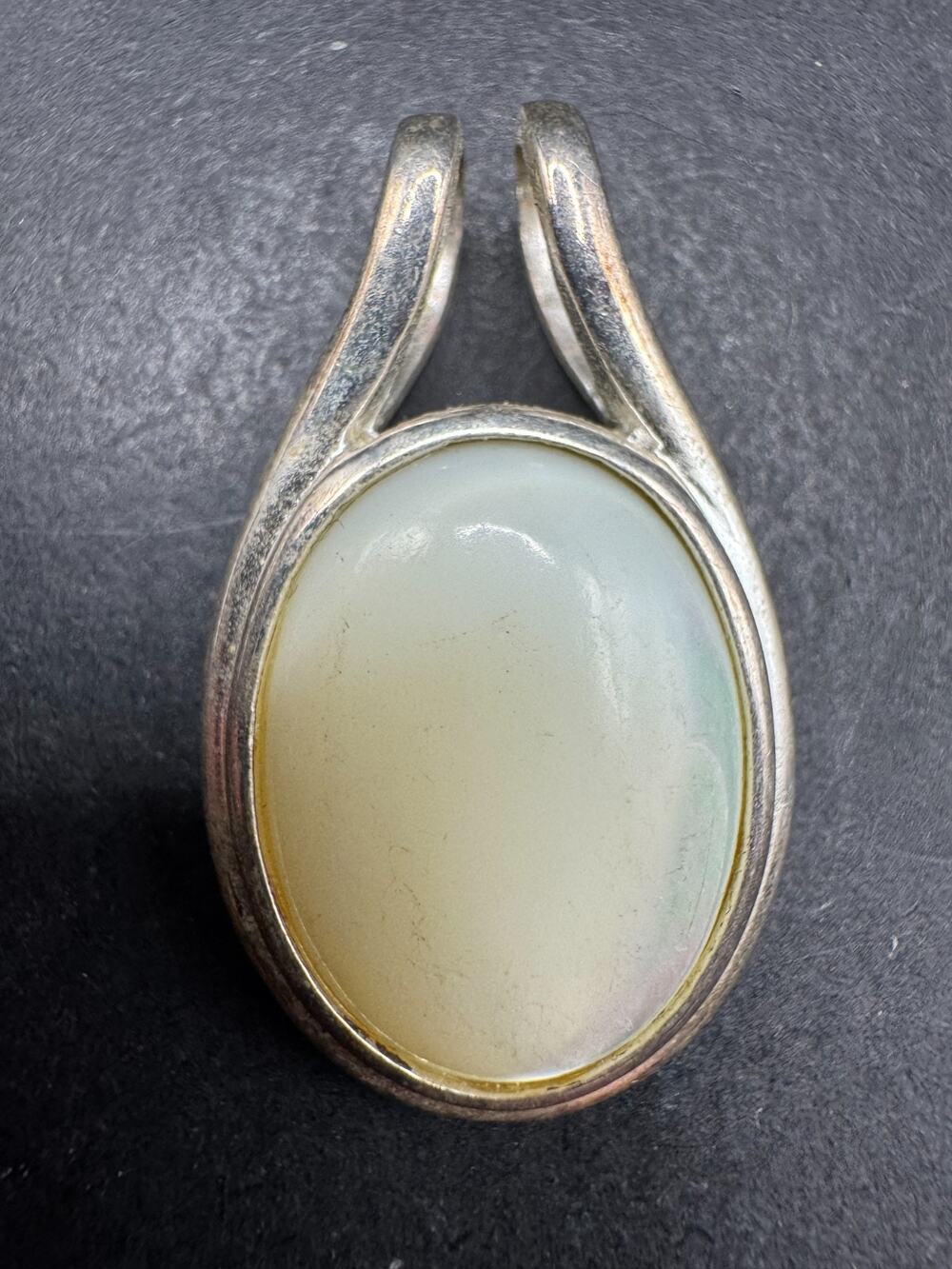 Vintage 925 Sterling Silver Thailand Moonstone Oval Gemstone Pendant